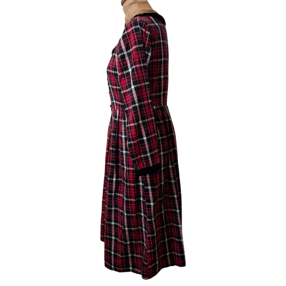 Lanz of Salzburg plaid and velvet long sleeve nightgown size S - Picture 5 of 6